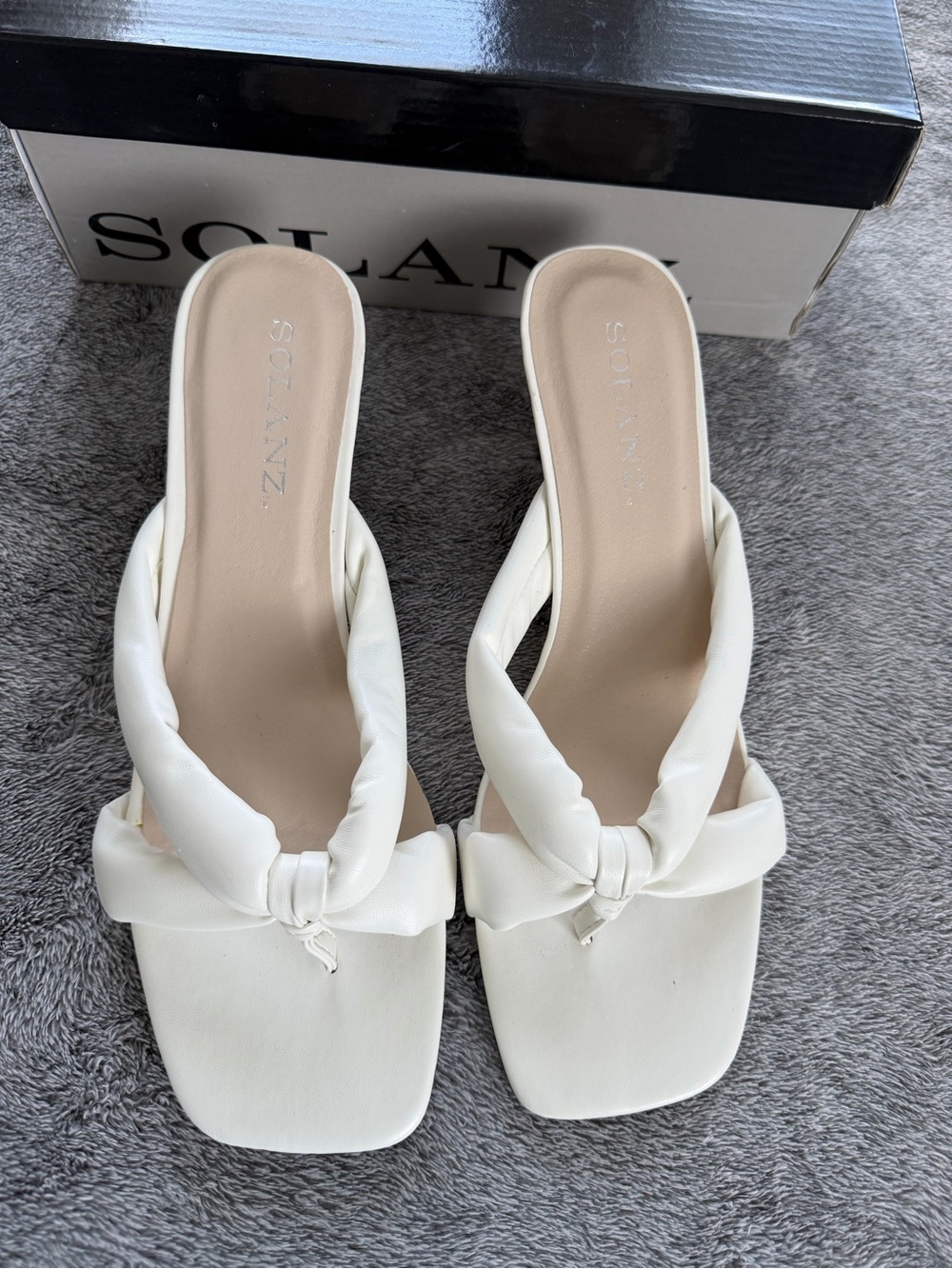 Solanz White Knotted Slide Mules for Women
